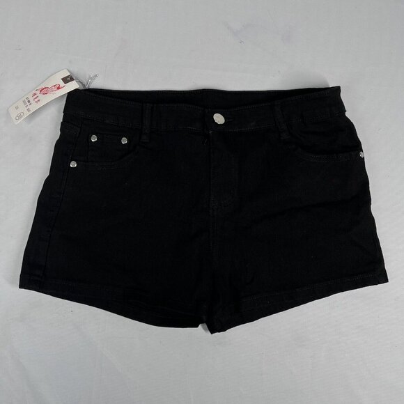Denim Shorts Crotchless Zip Open Crotch Black Womens Small 5/6 - Picture 9 of 12